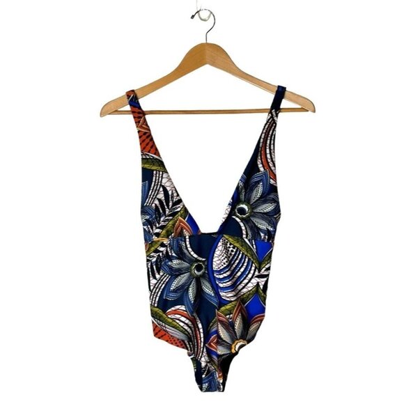 Zara Swimsuit Womens Small Blue Floral Print‎ Tropical One Piece Bathing Suit - Picture 3 of 11